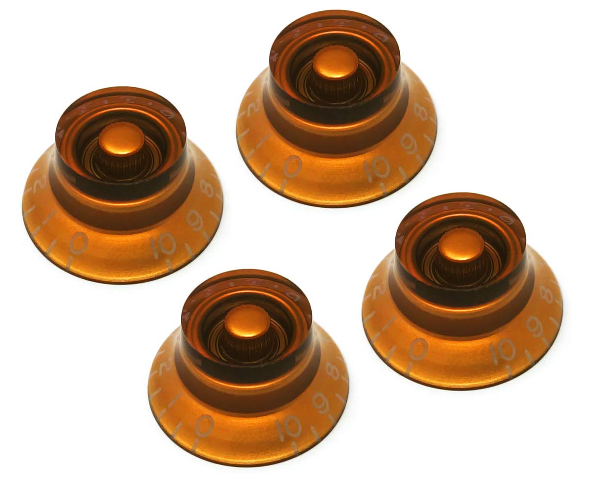 Vintage Forge Left Hand (Lefty) Gold Top Hat Bell Knobs Compatible With Epiphone Les Paul Import Electric Guitar (Set Of 4) Fits