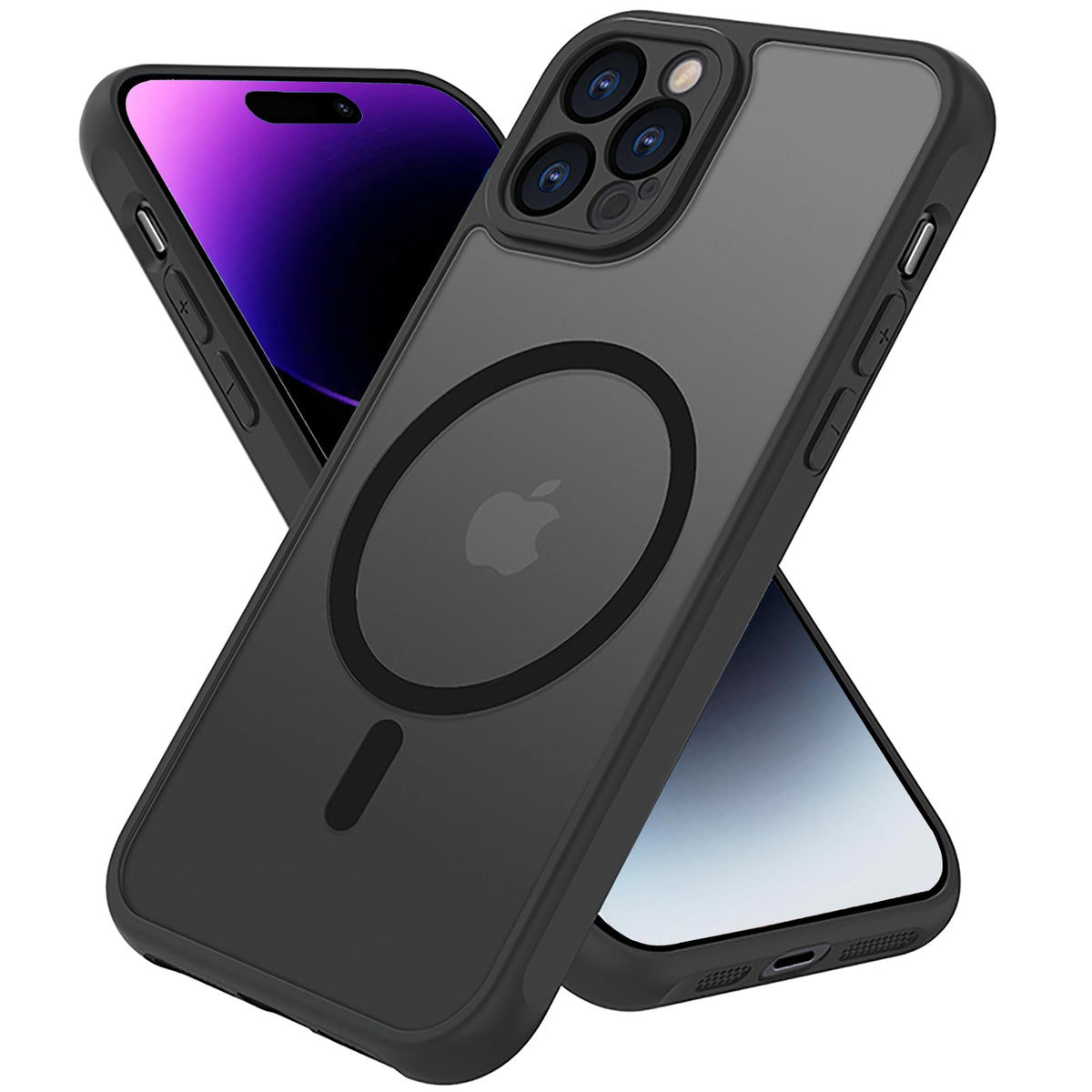 Pinlisheng Magnetic For Iphone 14 Pro Max Case,Military Grade Drop Tested,Shockproof Matte Translucent Hard Back Slim Protective