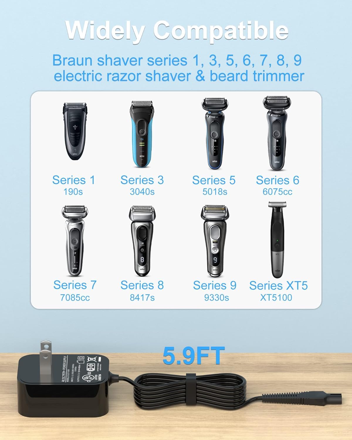 Fgieu 12V Shaver Charger For Braun Series 7 9 3 5 1 Xt5 Electric Razor 3040S 340S 9385Cc 370 720 760Cc 790Cc 720S 4 7865Cc 9090C