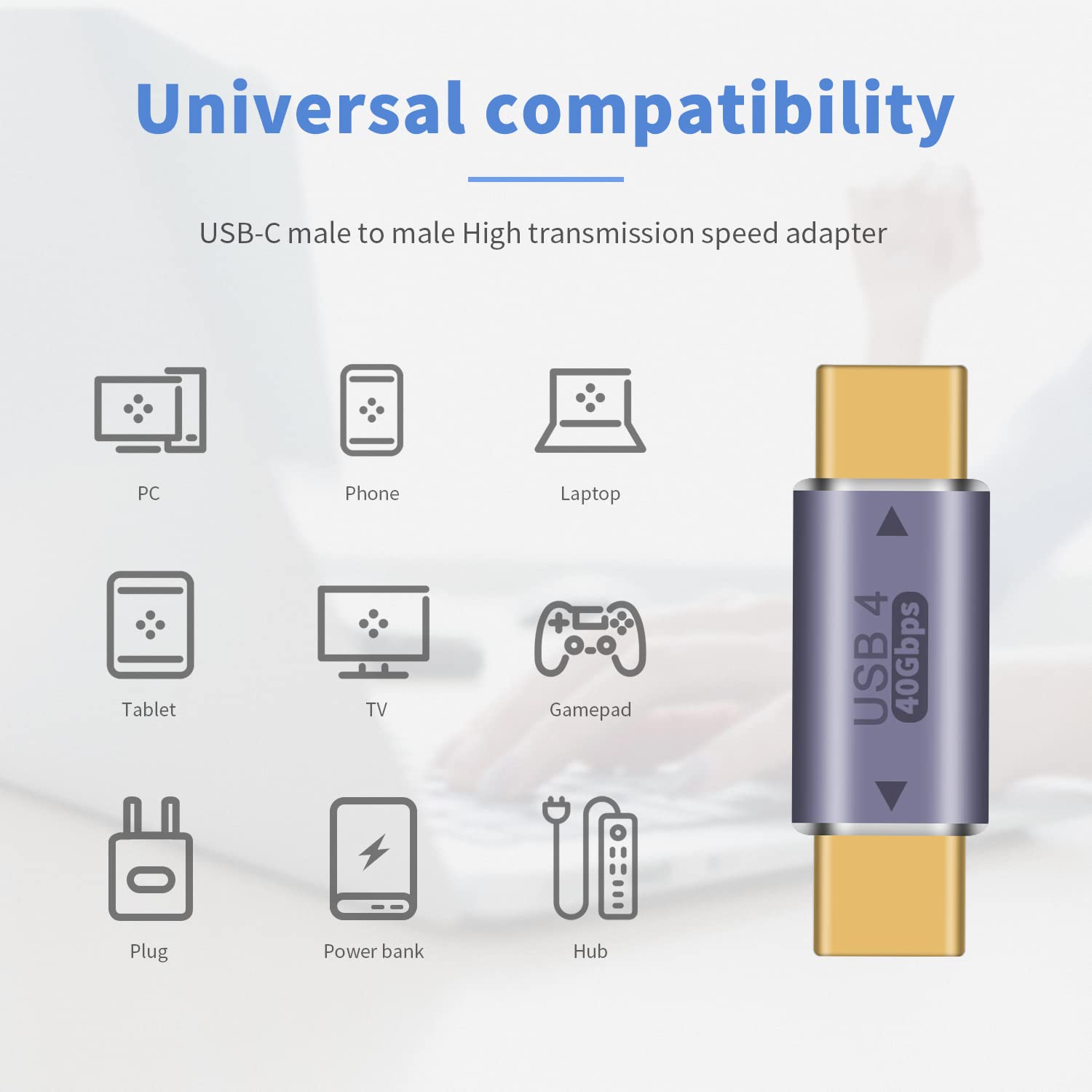 Duttek Usb C Male To Male Adapter 40Gpbs,Usb Type C Adapter Supports 8K@60Hz And 100W Fast Charging, Type C To Type C Male Adapt