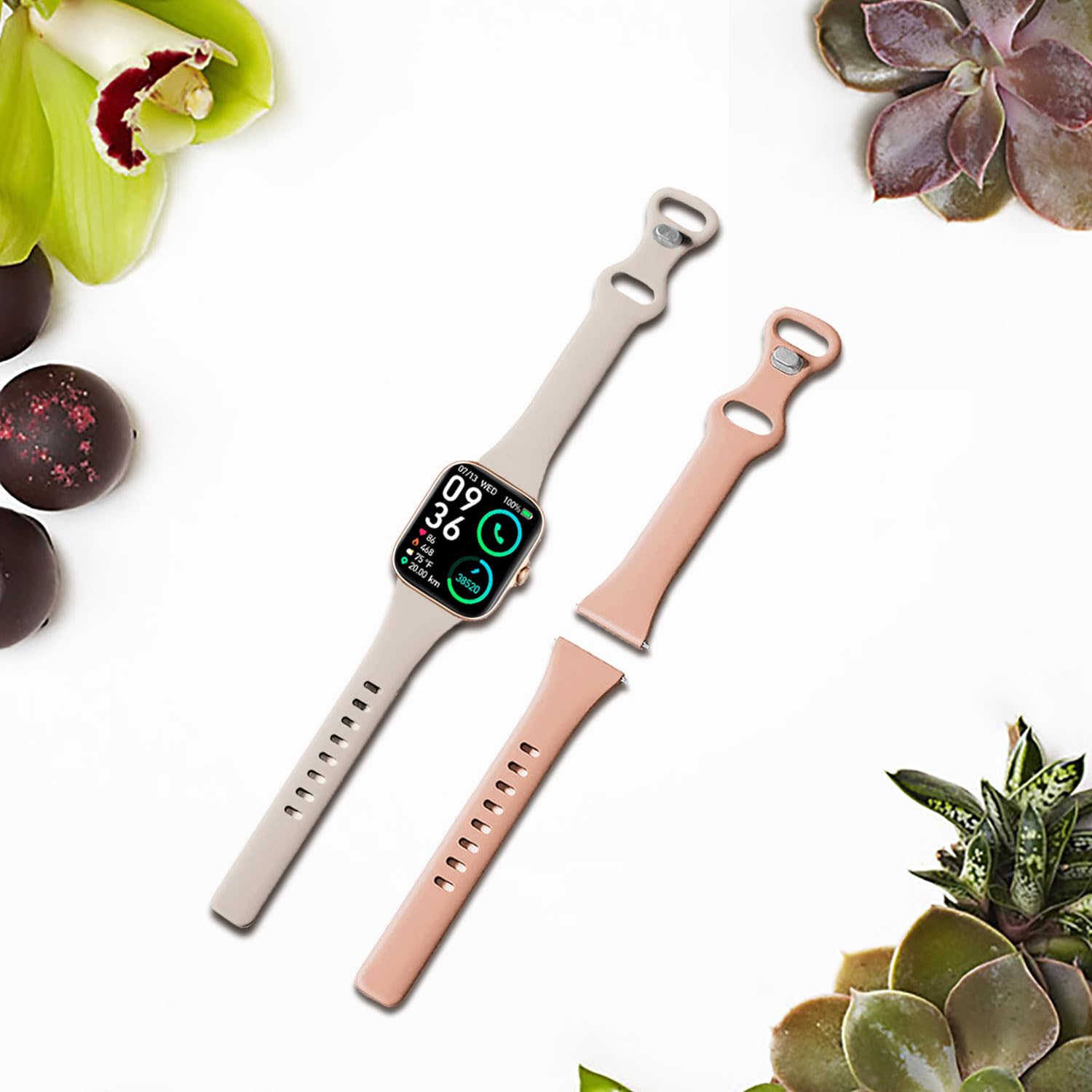 Lzwldan 2 Pack Slim Watch Bands Compatible With Enomir Id208Bt/Aeac Id208Bt Smart Watch,Soft Sport Replacement Strap For Konitee