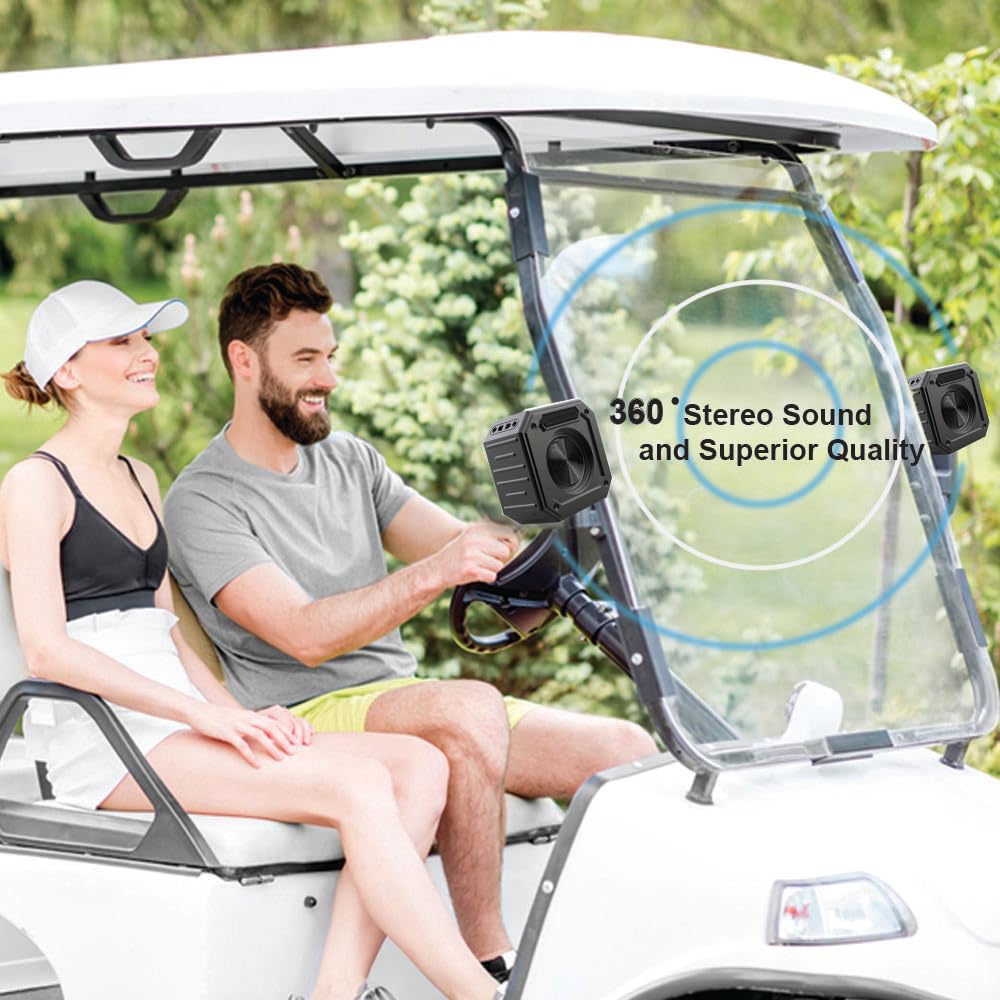 Birdie79   2 Pack Golf Speaker: Magnetic, Loud Stereo Sound, Bass Boost, Bluetooth, Ipx7 Waterproof, Rugged & Shockproof   30W
