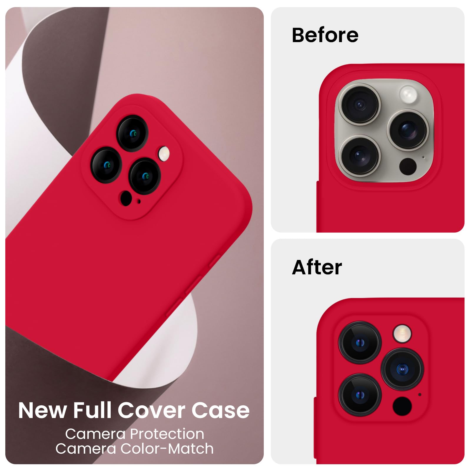 Firenova Designed For Iphone 15 Pro Max Case, Silicone Upgraded [Camera Protection] Phone Case With [2 Screen Protectors], Soft