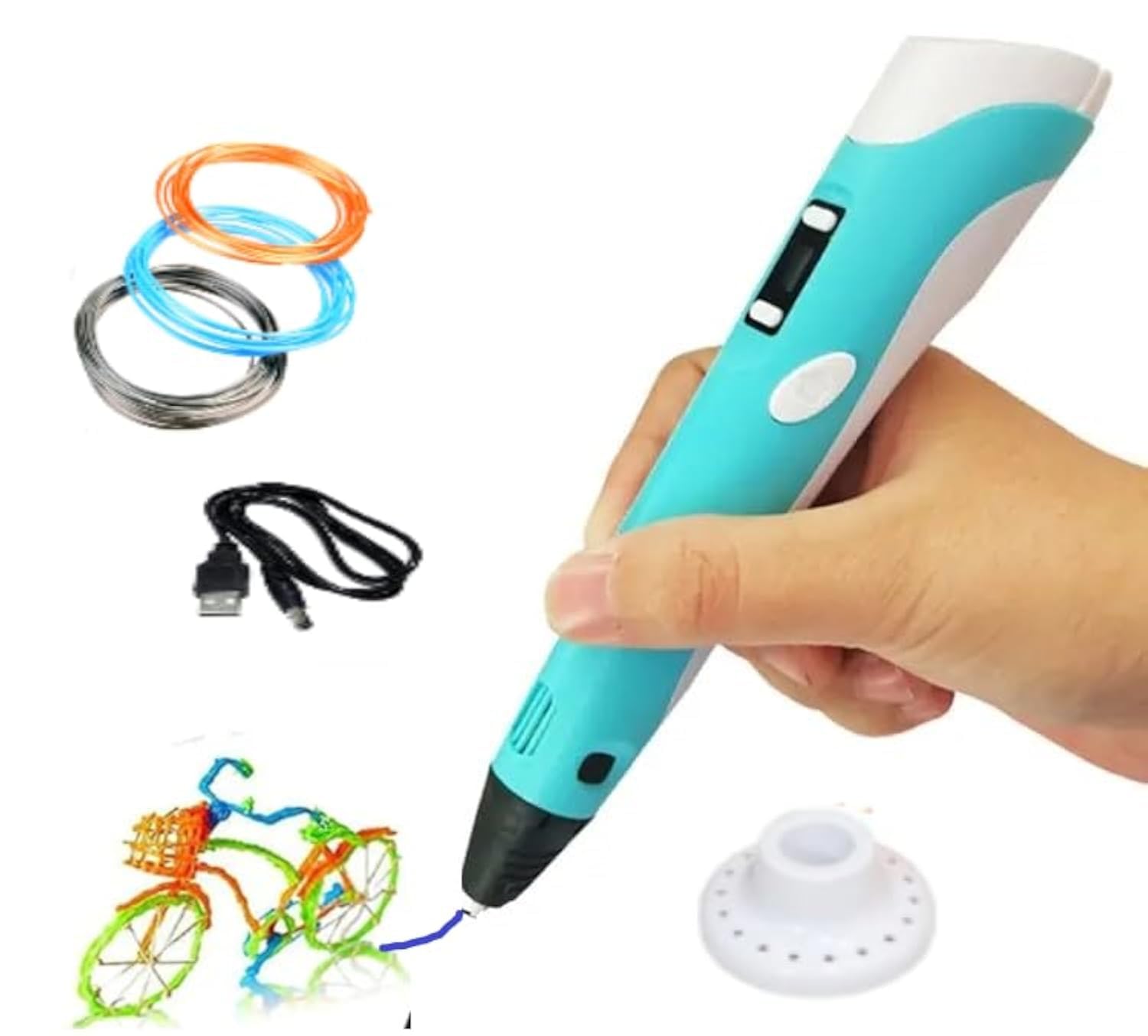 Kammateswara 3D Pen For Kids With Lcd Display And With 3 * 1.75Mm Pla Filaments In Craft And Toys (Random Color) (With Cable)