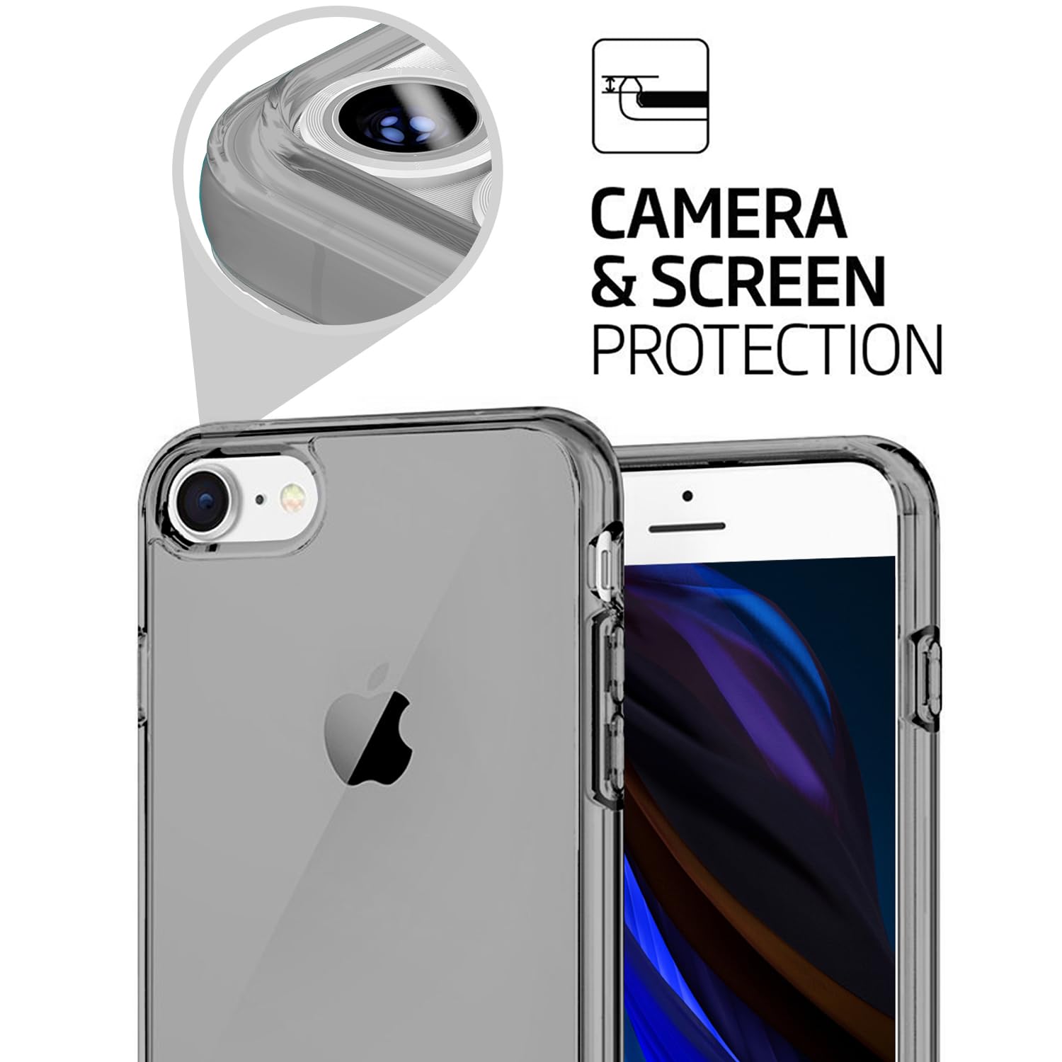 Tenoc Phone Case Compatible With Iphone Se (2Nd 2020 And 3Rd 2022 Generation) & Iphone 7 & Iphone 8, Gray Case Clear Shockproof