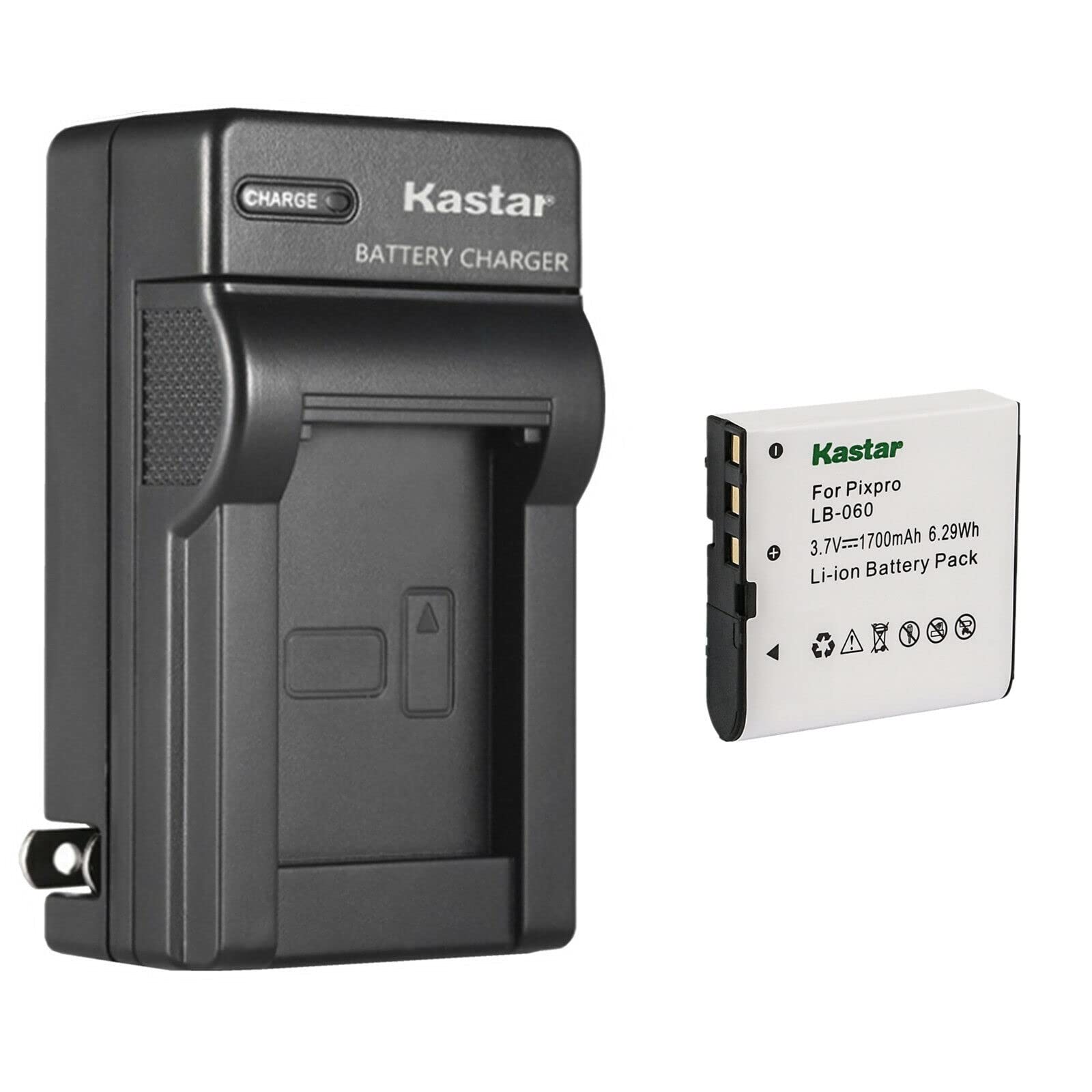 Kastar 1-Pack Battery and AC Wall Charger Replacement for Kodak LB-060 LB060 Battery, Kodak AZ251, AZ361, AZ362, AZ365, AZ421, A
