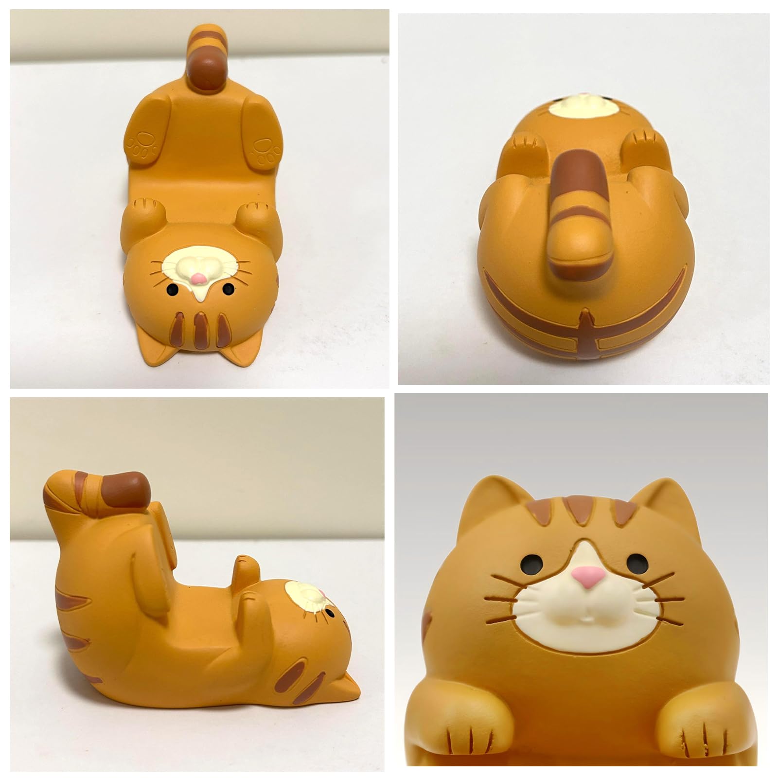 Cute Cat Phone Stand Set, 2-Pack Desktop Cell Phone Holders, Orange And White Kitty Design, Funny Gifts For Cat Lovers, Resin De
