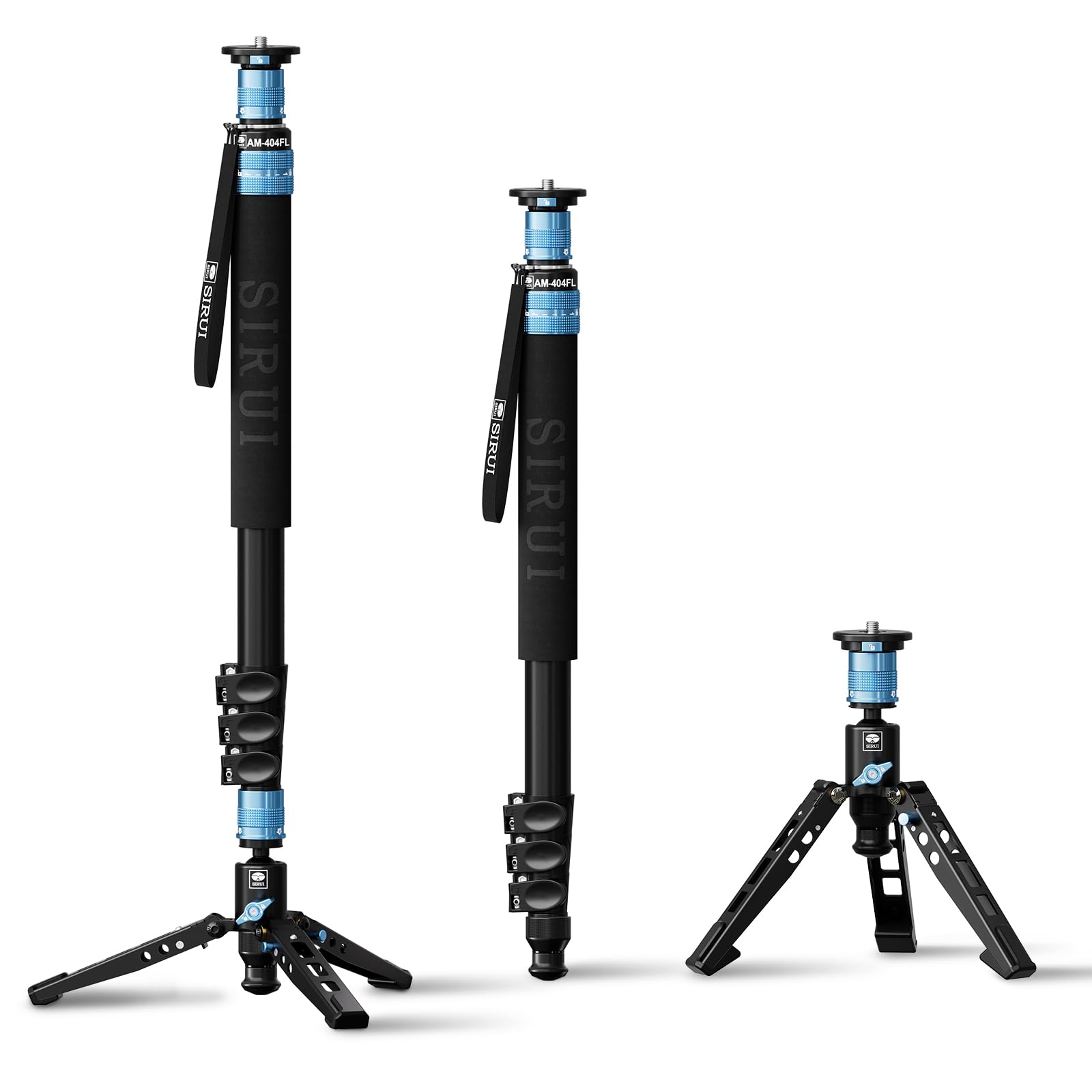 SIRUI AM-404FL Camera Monopod with Feet, 74.8 Inch Aluminum Video Monopod with Removable Base, Slim and Lightweight, Max Load 26