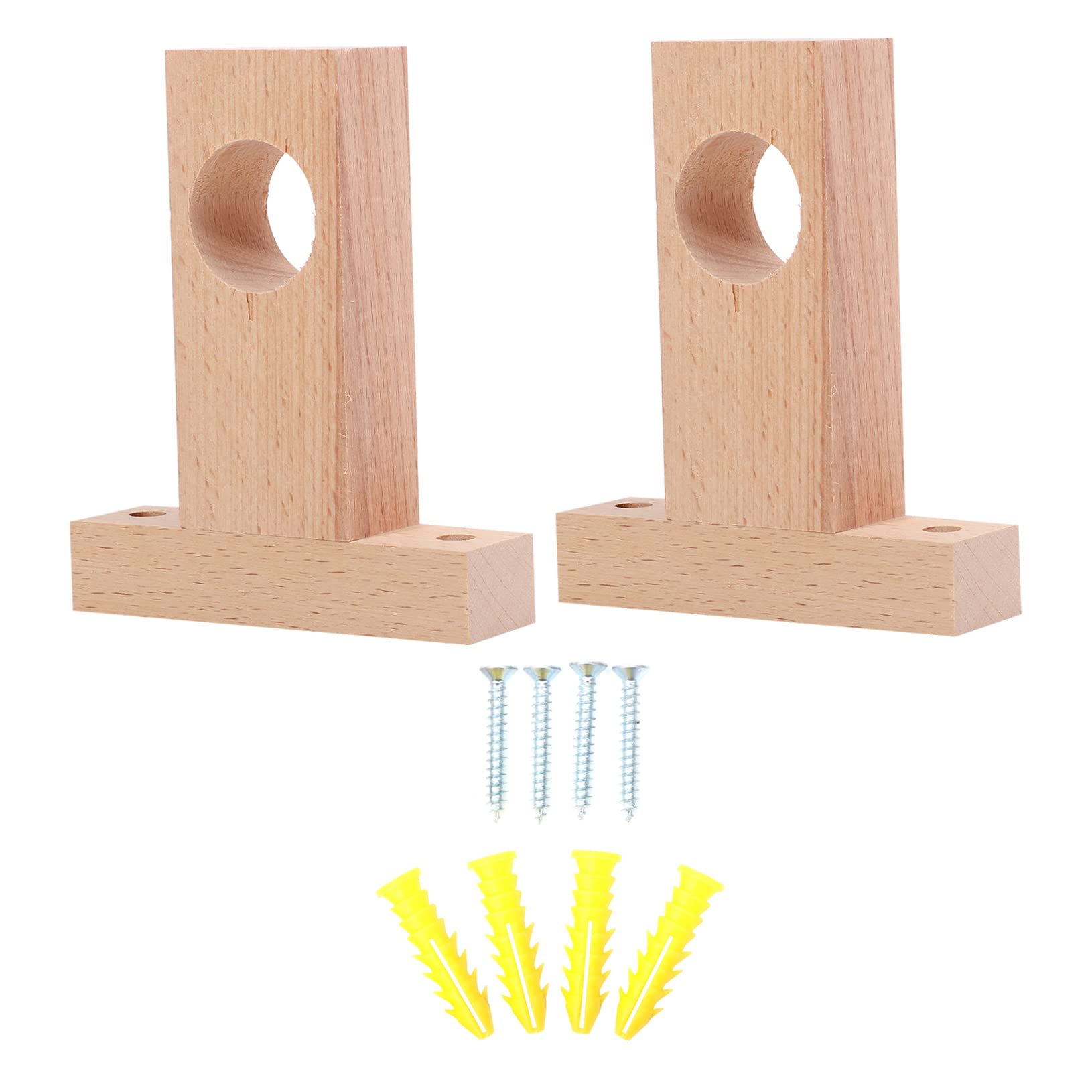 Cabilock 2pcs Roman Pole Bracket Wooden Wardrobe Wooden Shelves Wood Base Wood End Bracket Wooden Closet Rods Holders Curtain Ro