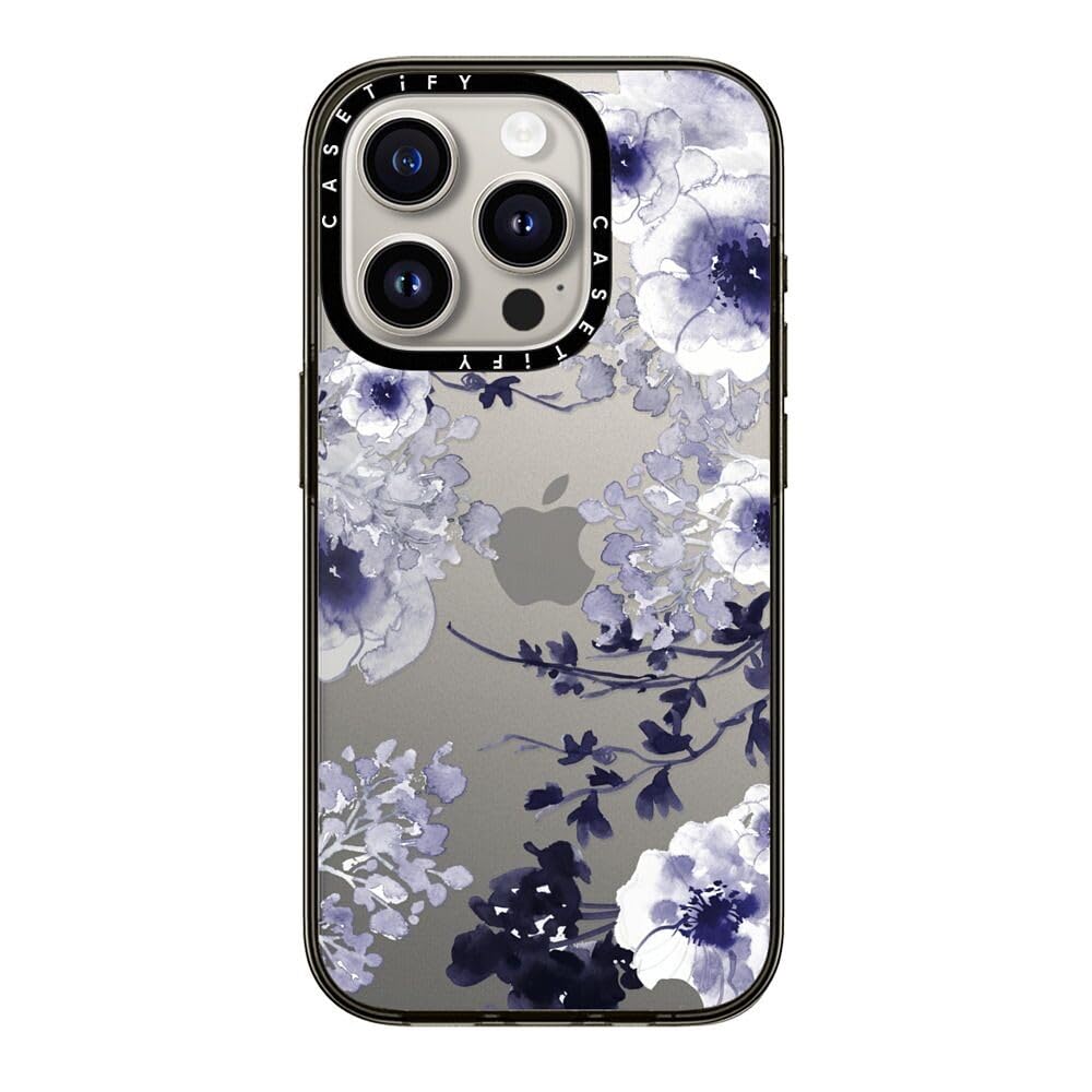 Casetify Compact Iphone 15 Pro Case [2X Military Grade Drop Tested / 4Ft Drop Protection]   Blue Spring   Clear Black