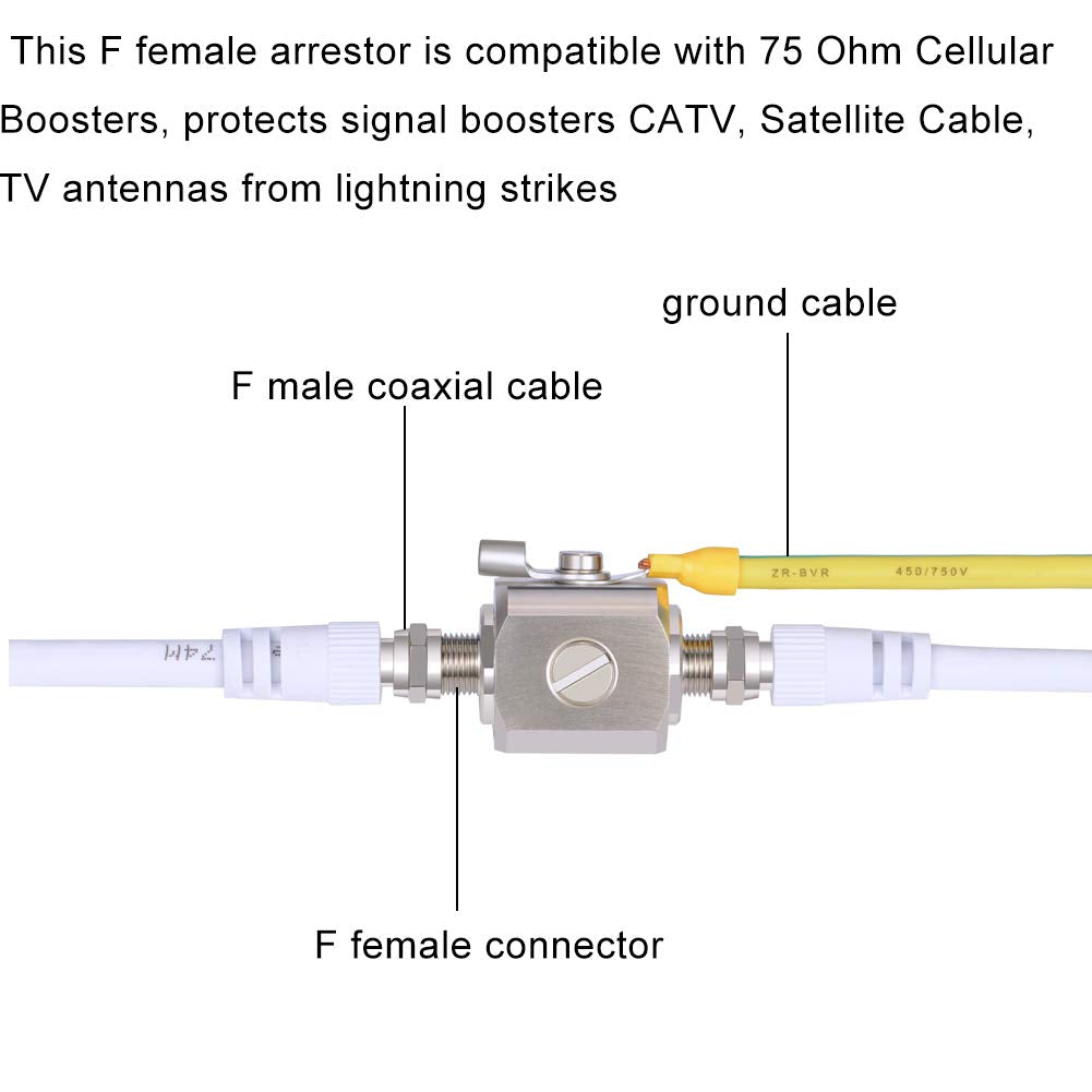 Xrds Rf Lightning Arrestor F Female To F Female 75 Ohm Coaxial Lightning Aresstor With Gas Tube For Satellite Cable Tv 2G 3G 4G Cell Phone Signal Booster Lte Antennas