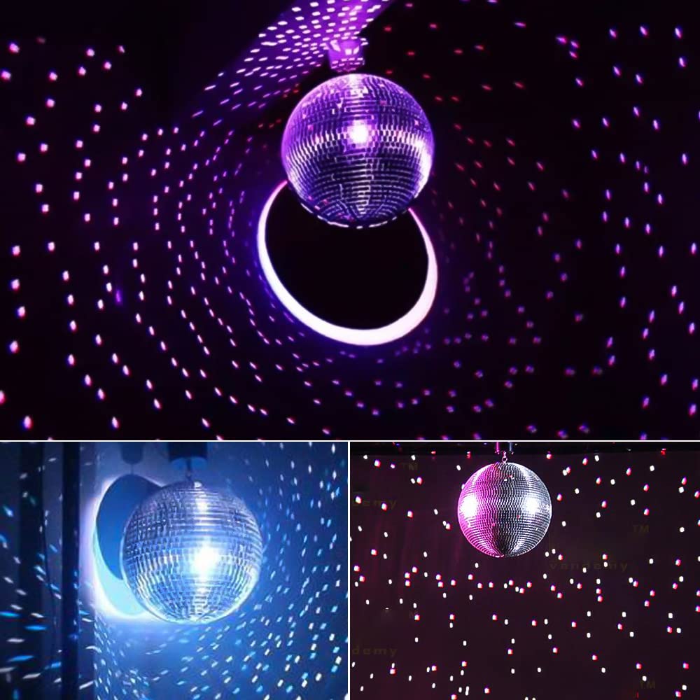 Boshen 12'' Disco Mirror Ball With Hanging Ring Silver Party Disco Ball Light For Party Xmas Dj Stage Lighting Effect