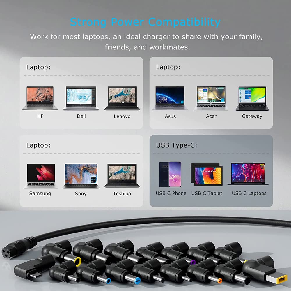 Belker 90W Universal Laptop Charger Ac Adapter Power Cord With Usb C Replacement For Dell Hp Acer Asus Lenovo Ibm Toshiba Samsun