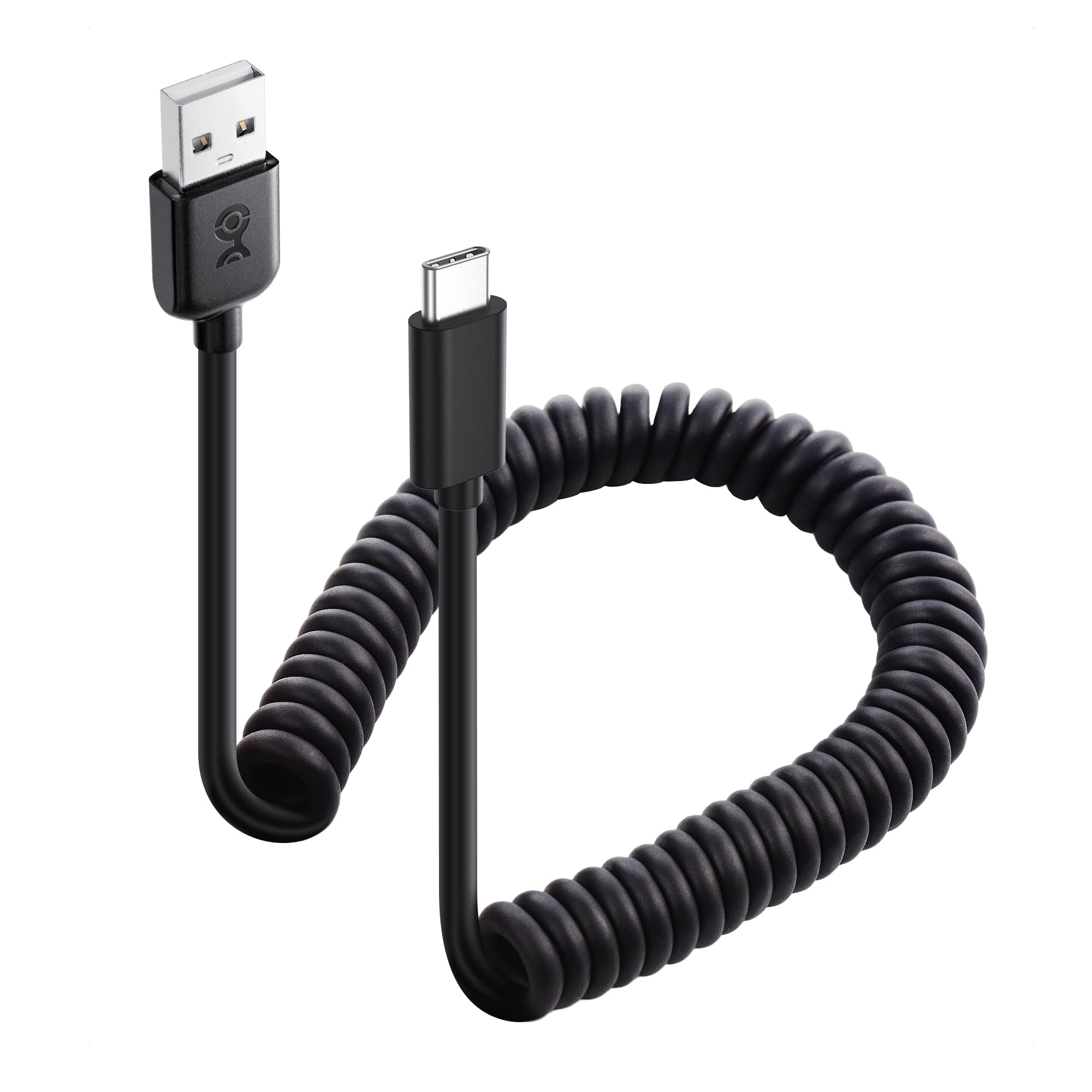 Cable Matters USB to USB C Coiled Cable with 3A/15W Fast Charging 1 4ft, Support Apple CarPlay, Android Auto, Coiled USB A to USB C Cable, for iPhone 16/15 Pro Max Plus, Galaxy S23, iPad