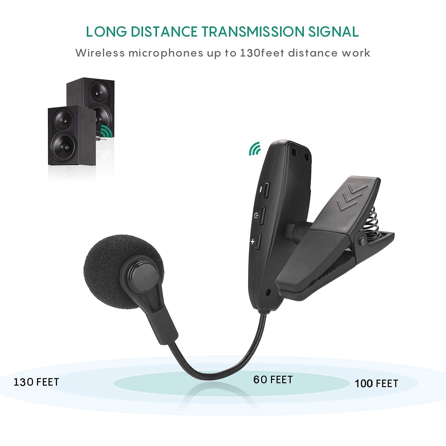 Wireless Instrument Microphone,Uhf Clip Condenser Mic,For Horns,Trumpets,Clarinets, Saxophones, Cello, Computer, Phone, Speakers
