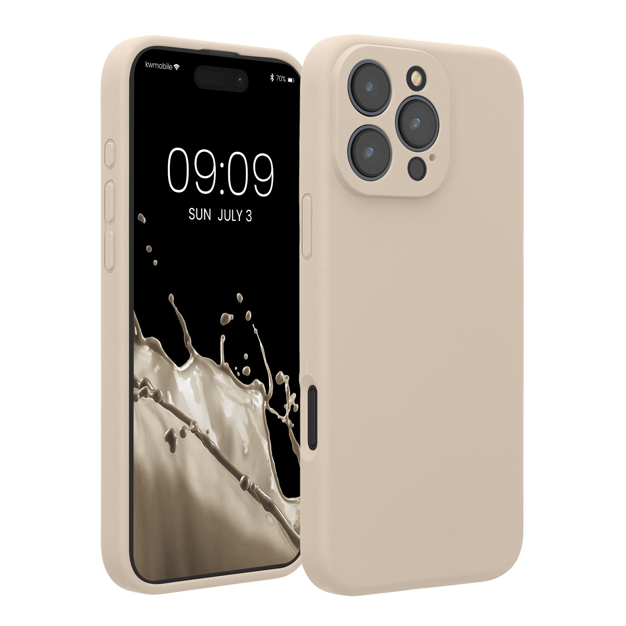 kwmobile Case Compatible with Apple iPhone 16 Pro Max Case - Slim TPU Silicone Phone Cover - Soft Touch Finish - Cream