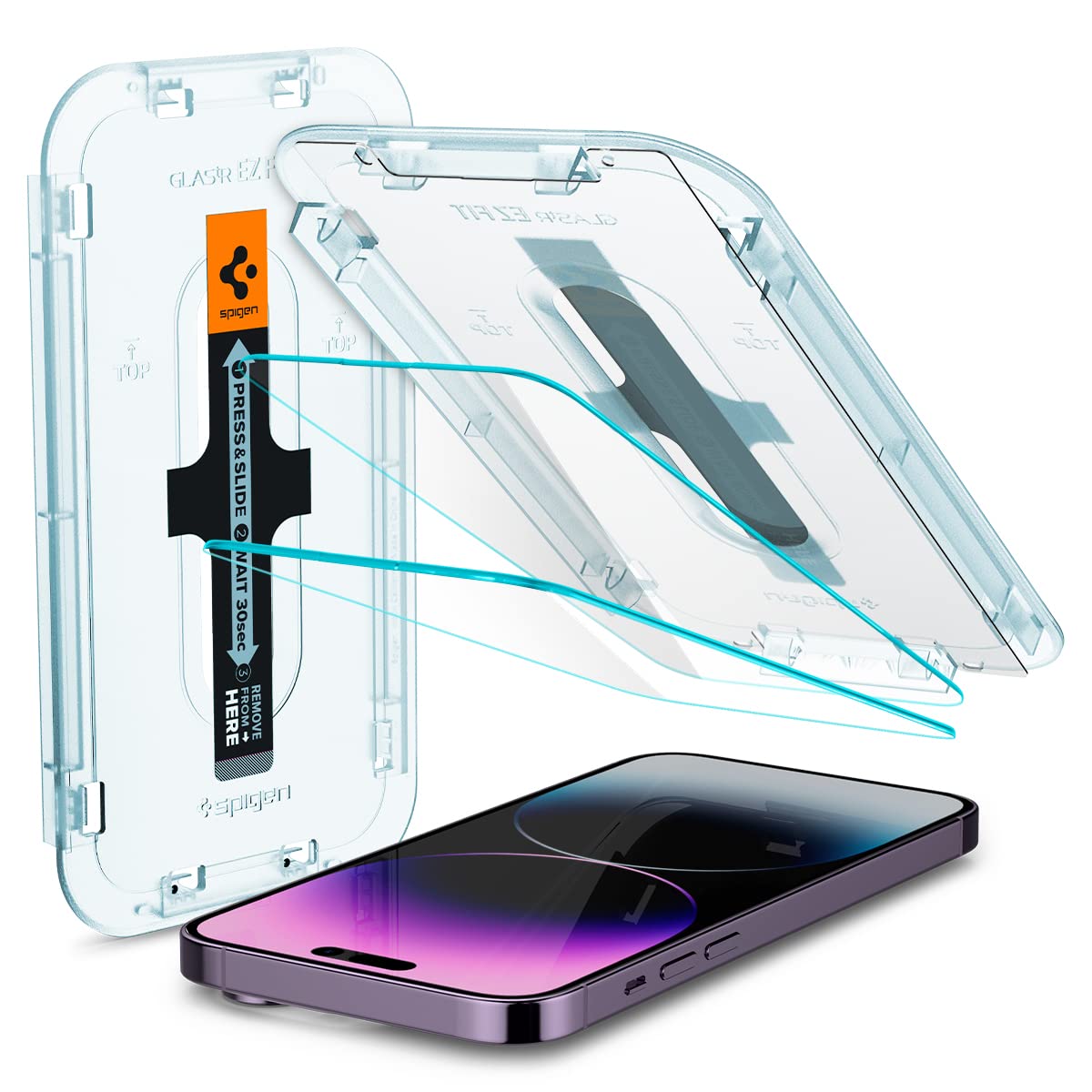Spigen Tempered Glass Screen Protector [Glastr Ez Fit] Designed For Iphone 14 Pro Max [Case Friendly]   Sensor Protection / 2 Pa