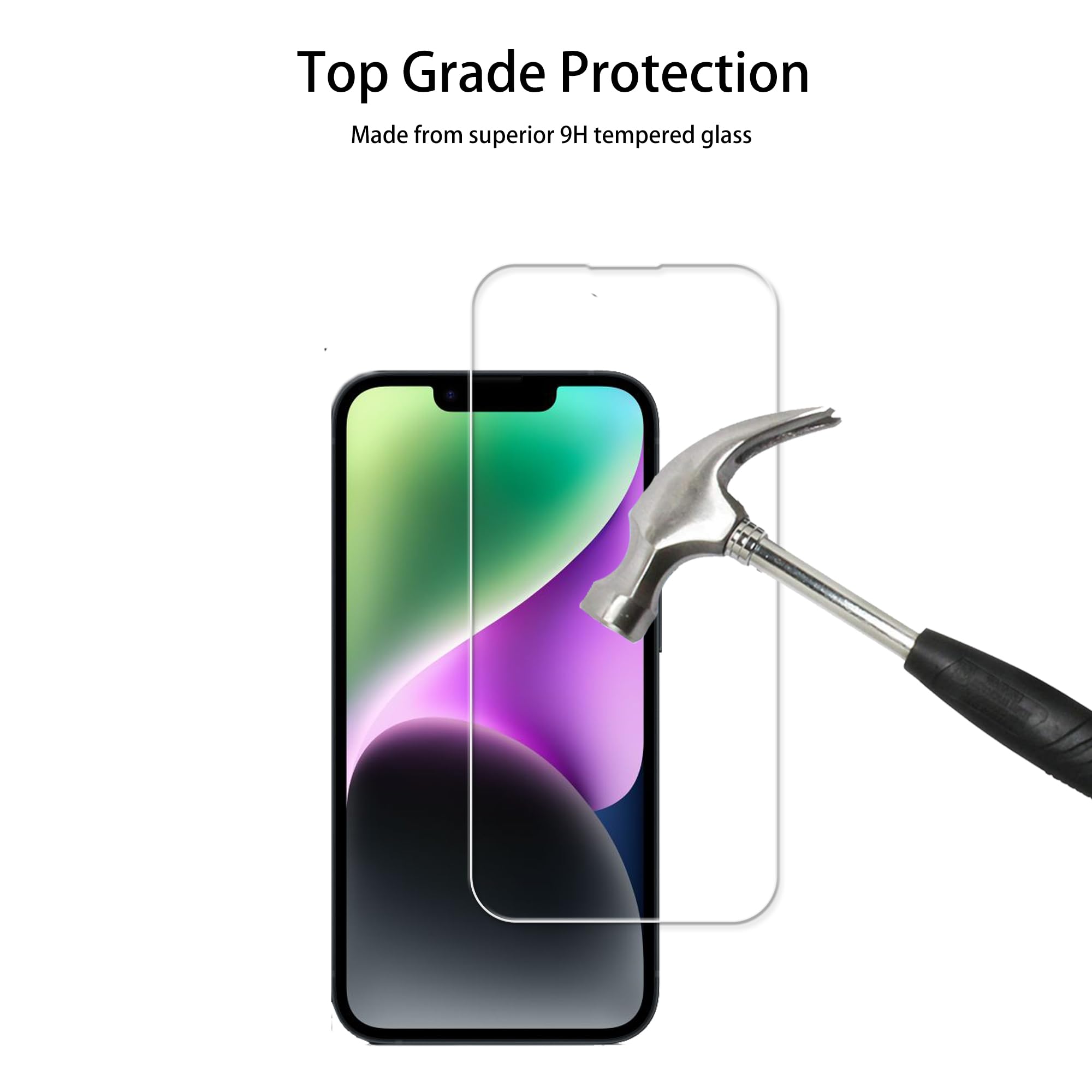 Hkkais Easy Alignment Frame Designed For Iphone14 Plus Tempered Glass Screen Protector 2 Pack Camera Lens Protector Film 2 Pack