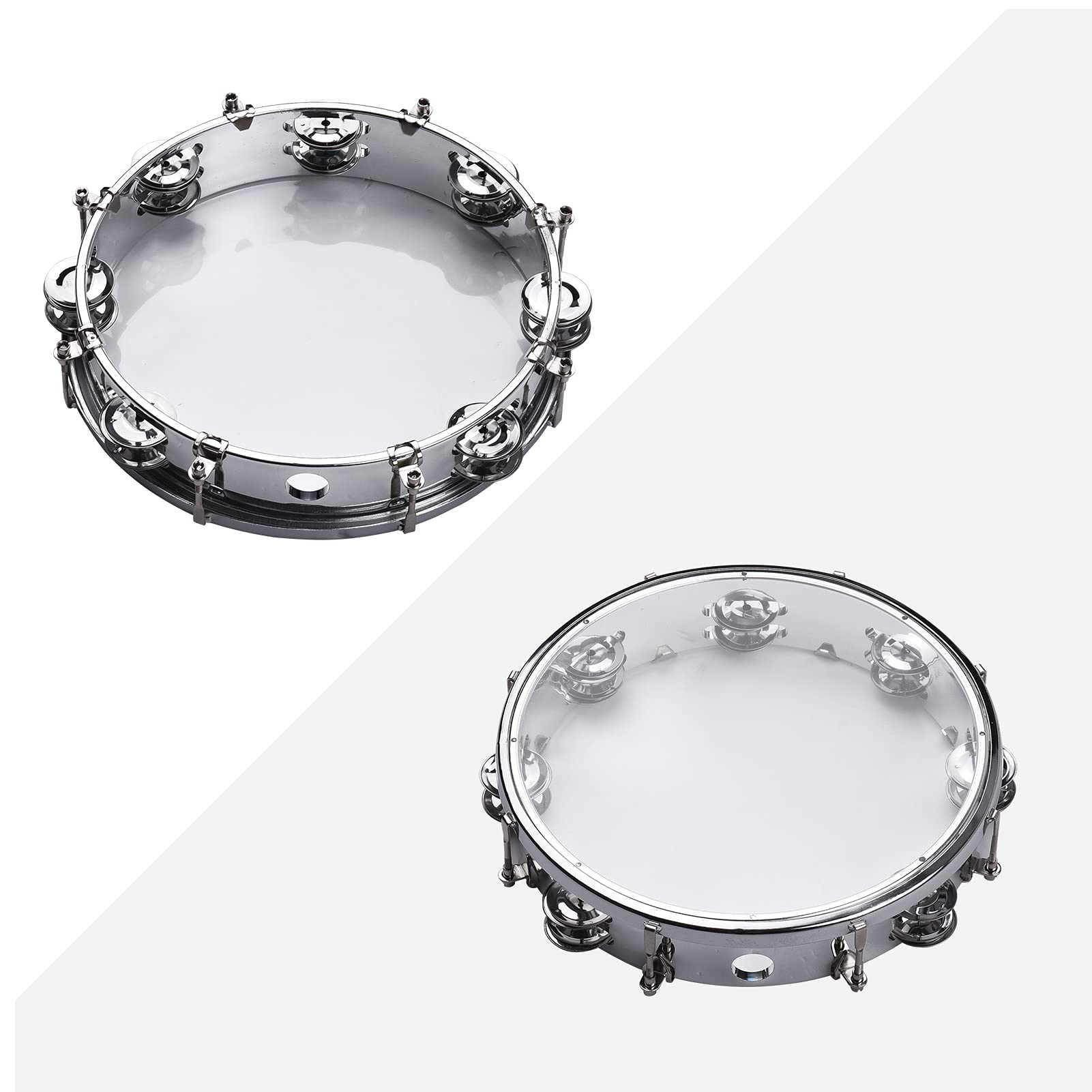 Ubersweet 10inch Tambourine Handbell Hand Drum wi Double Row Jingles Percussion Instrument ||