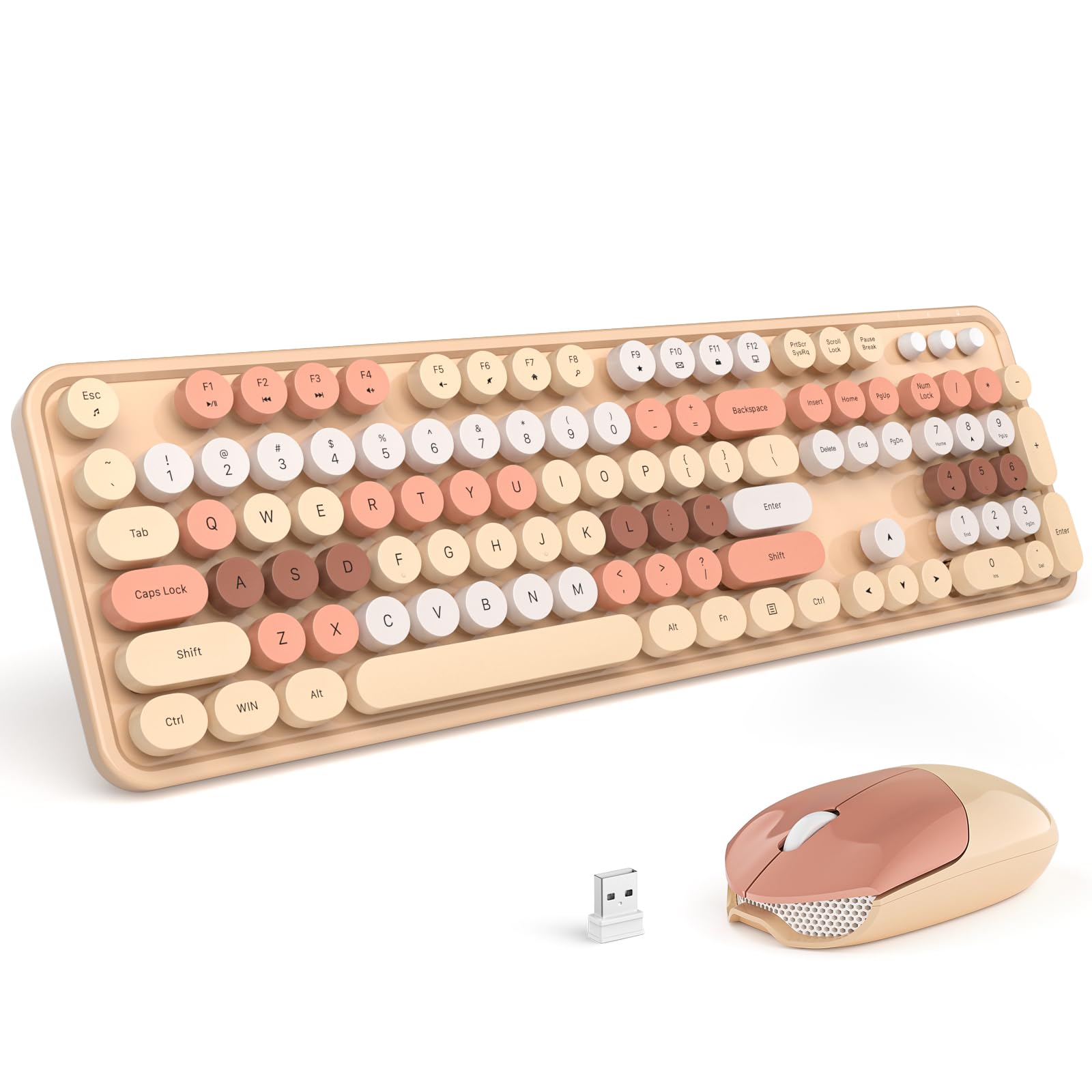 Wireless Keyboard And Mouse Combo, Mowux Full Size 2.4G Plug And Play Typewriter Keyboard And Mouse Set For Windows, Computer, D