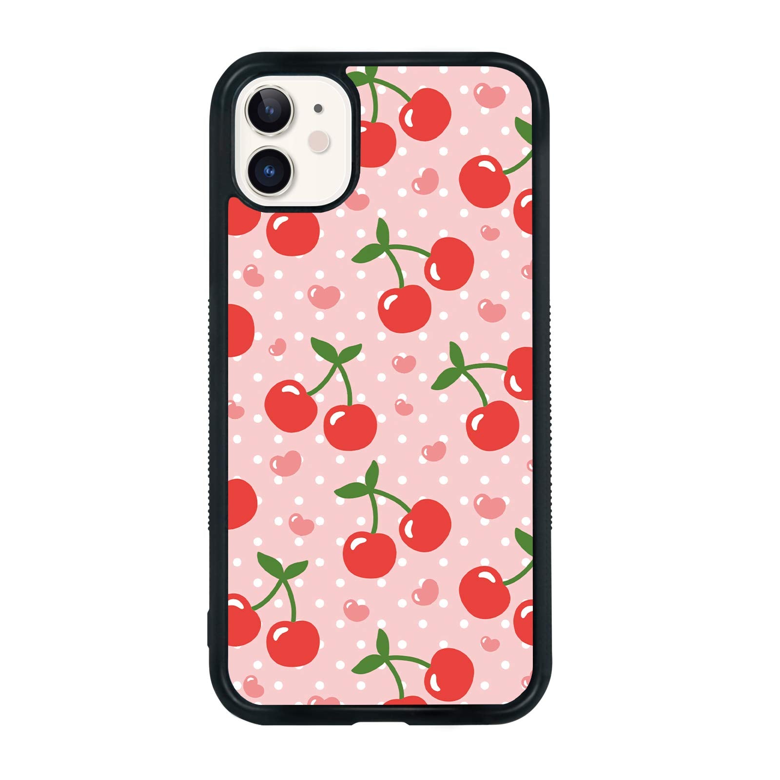Fanxi Pink Cherry Phone Case Compatible With Iphone 11 6.1 Inch   Shockproof Protective Tpu Aluminum Cute Cool Pink Phone Case D