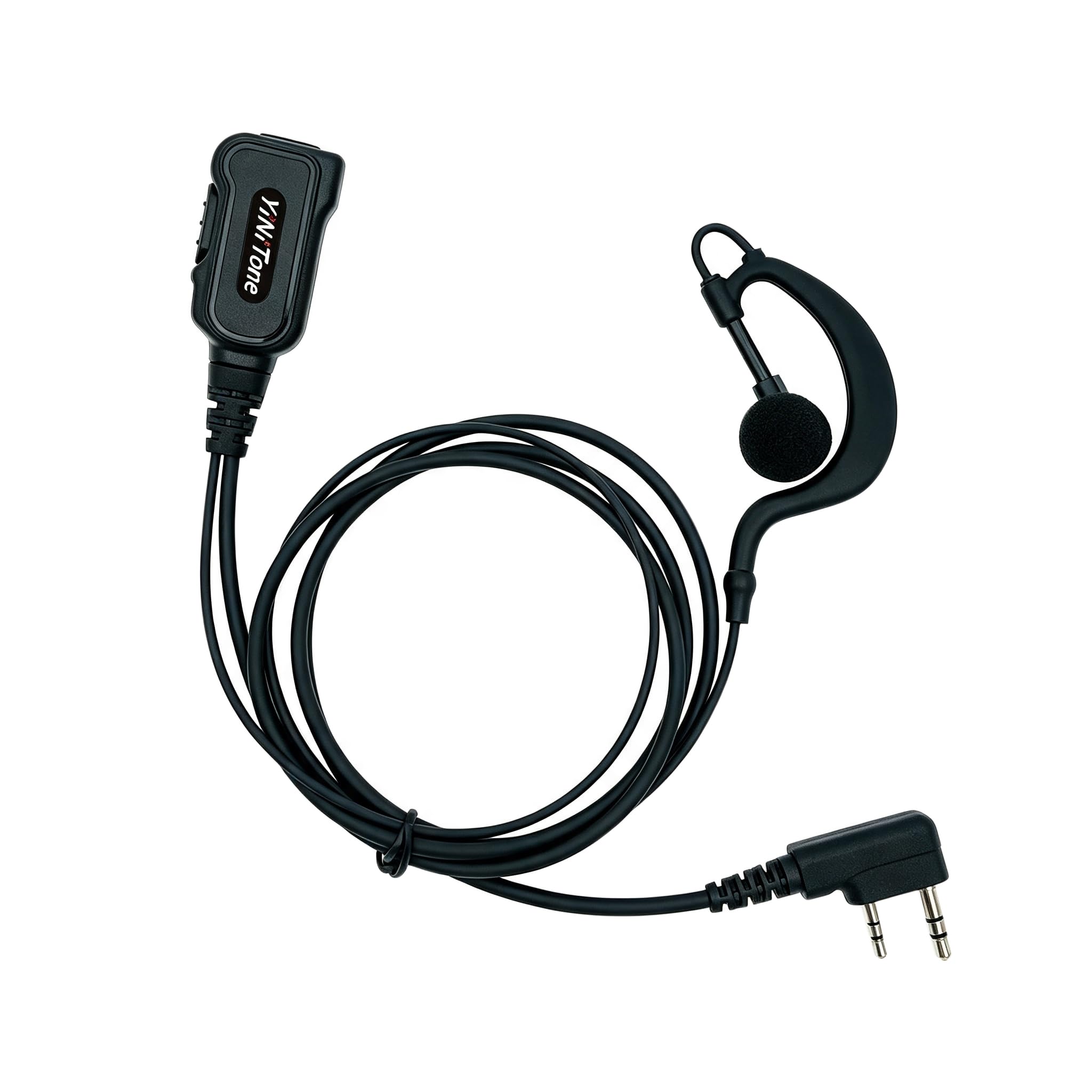 YiNiTone EAP1 2Pin G Shape Earpiece with PTT/MIC Compatible for Kenwood Baofeng SAMCOM BTECH Retevis Walkie Talkies for UVK58 
