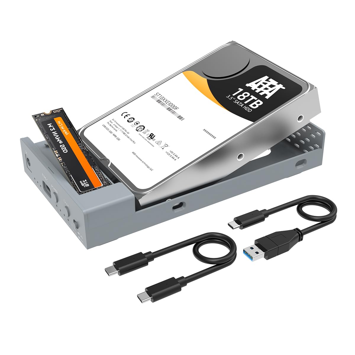 Maiwo Usb C Docking Station For M.2 Pcie Nvme + 2.5 3.5 Inch Sata Ssd/Hdd With Offline Clone, Clone Hdd To Nvme Ssd, Usb 3.2 Gen 2 10Gbps External Hard Drive Enclosure