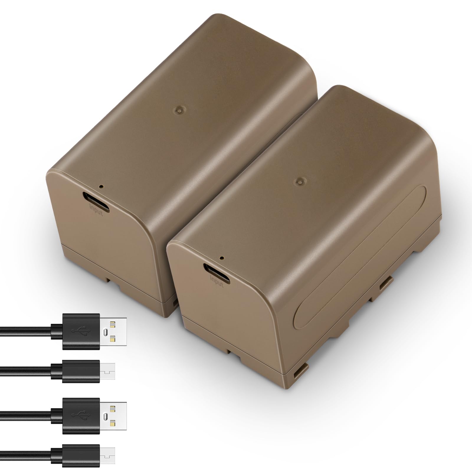 NEEWER 2Pcs 4400mAh Replacement Batteries for NP-F750, 4Hrs Fully Charged with USB C Port/Cable, Rechargeable Camera Camcorder V