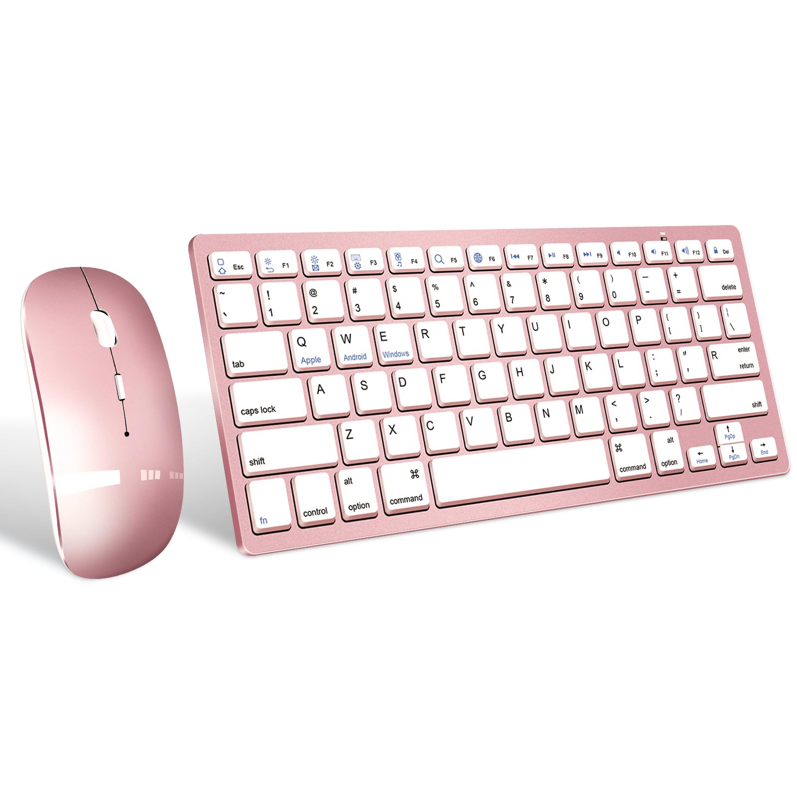 Wireless Bluetooth Keyboard And Mouse Set, Portable Slim Silent Cordless Keyboard And Mouse Combo Compatible With Ipad/Mac/Macbo