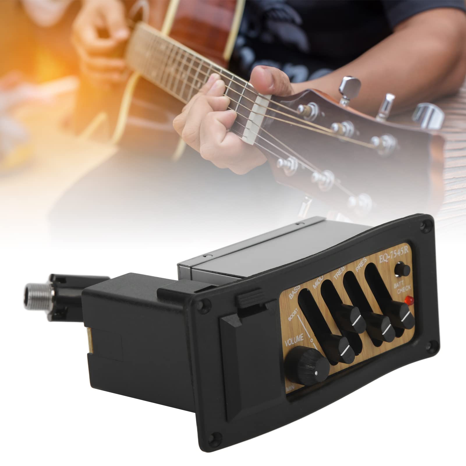 Acoustic Guitar Pickup, Acoustic Guitar Preamp 4 Band Eq Equalizer System Wood Grain Color 7545R Pickup