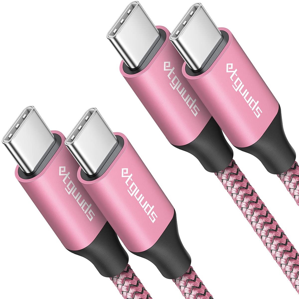 Etguuds Pink Usb C To Usb C Cable 3Ft, 2 Pack 60W Usbc To Usbc Cord, Type C To C Charger Cable Fast Charging For Iphone 16 15 Pro Max Plus, For Samsung Galaxy S24 S23 S22, For Macbook/Ipad, Pixel