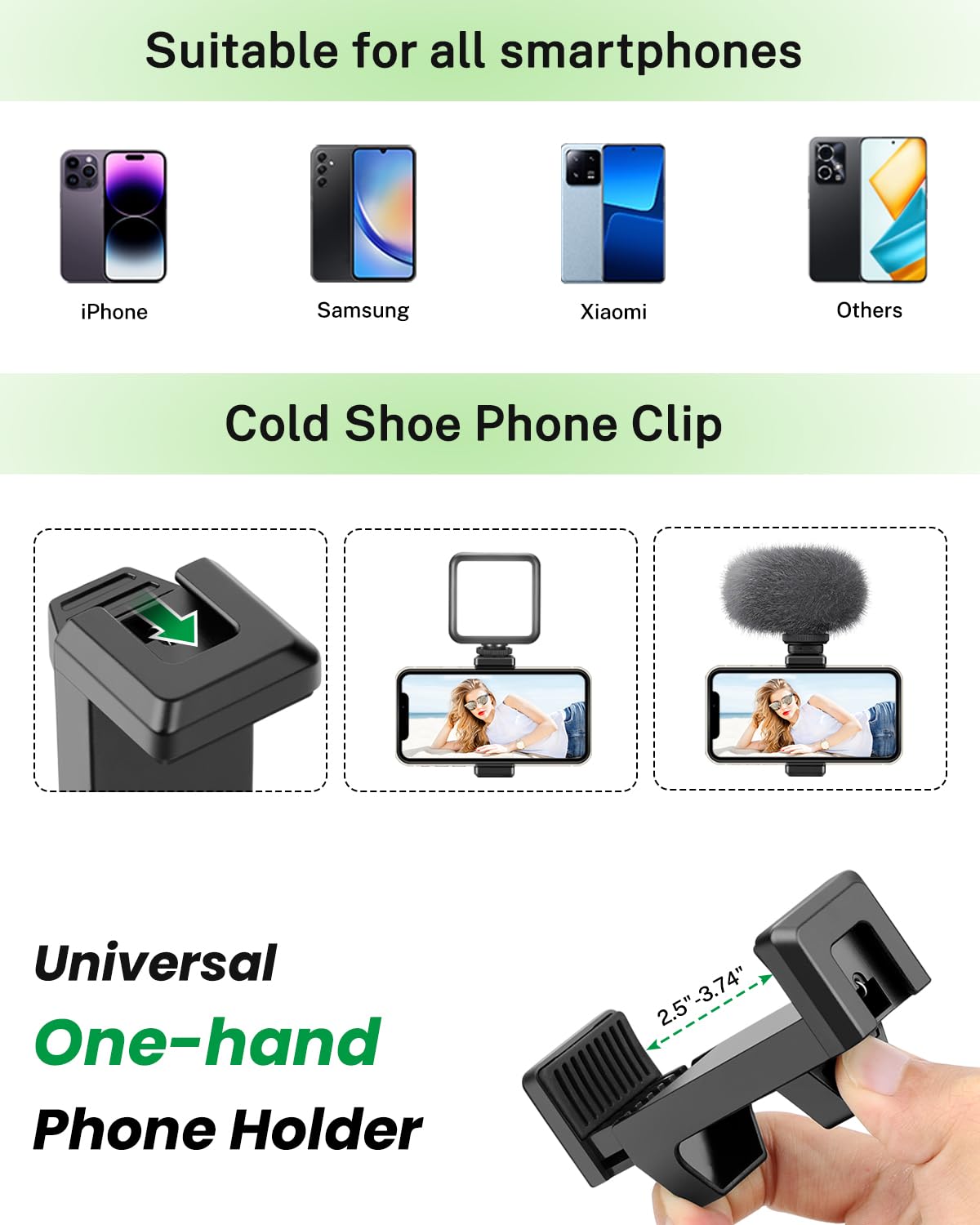 Phone Tripod, 81'' Tall Cell Phone Tripod With Remote, Gooseneck Phone Tripod Stand With Phone Holder, Adjustable Tripod For Iph