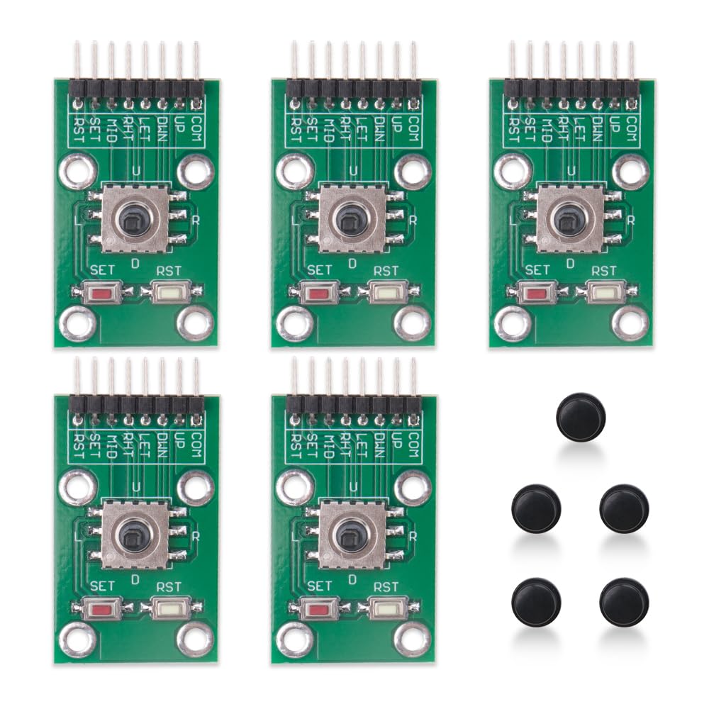 Koobook 5Pcs 5 Channel Five Direction Navigation Button Module 5D Rocker Joystick Independent Keyboard For Arduino Mcu