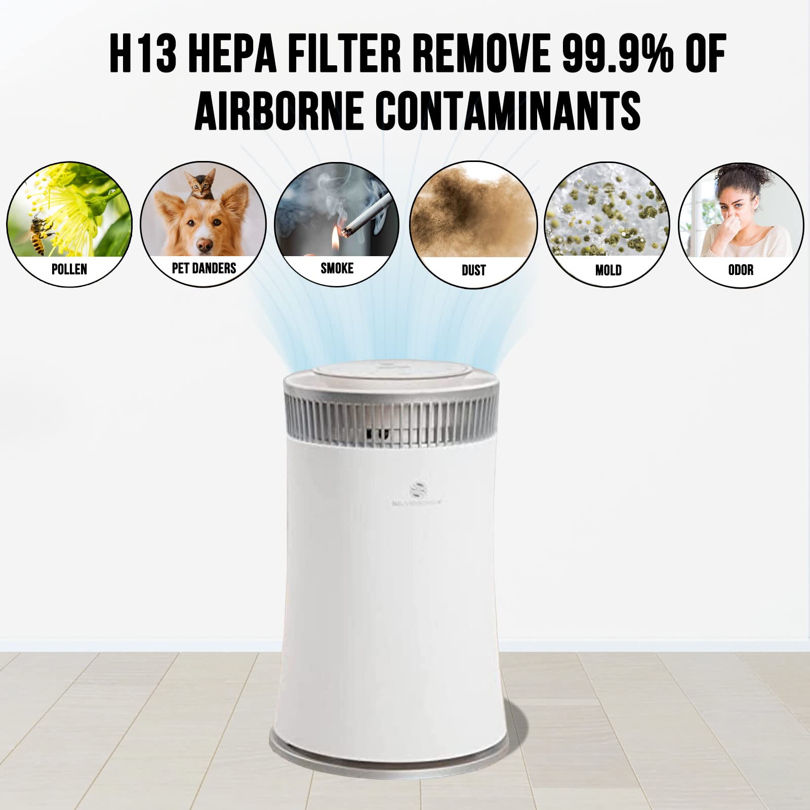Silveronyx Air Purifiers For Home Large Room Air Purifier Up To 500 Ft, H13 True Hepa Filter For Allergies, Pets Hair, Smoke, Du