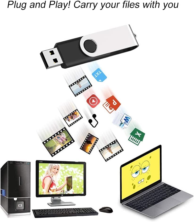 Juanwe 10 Pack 4Gb Bulk Usb Flash Drive Thumb Drive Jump Drive Fold Storage Swivel Memory Stick With Key Ring Design Portable Pe