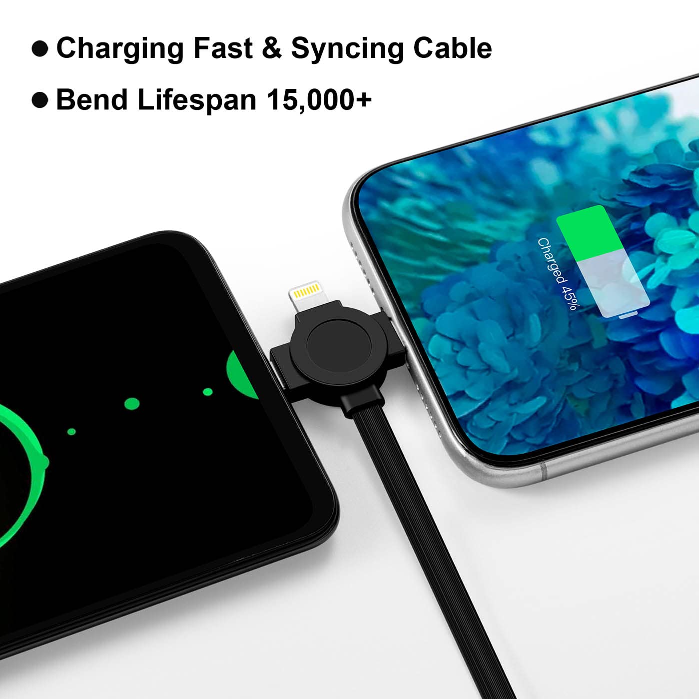 3.3Ft 2Pack Retractable Multi Fast Charging Cord, 3 In 1 Multi Charger Cable Charging Cable, Retractable Charger With Lightning/