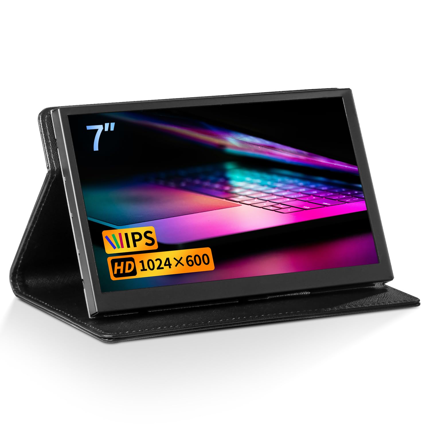 CUQI 7 Inch Mini Monitor, IPS 1024 ??600 HDMI Portable Monitor with Leather Stand for Raspberry Pi 5/4, Laptop, PC, Switch, Xbox
