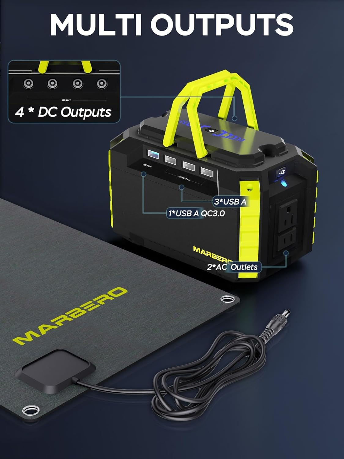 Marbero Solar Generator 150W Peak 150Wh Portable Power Station With Solar Panel Included Camping Power Supply With Ac Outlet Dc