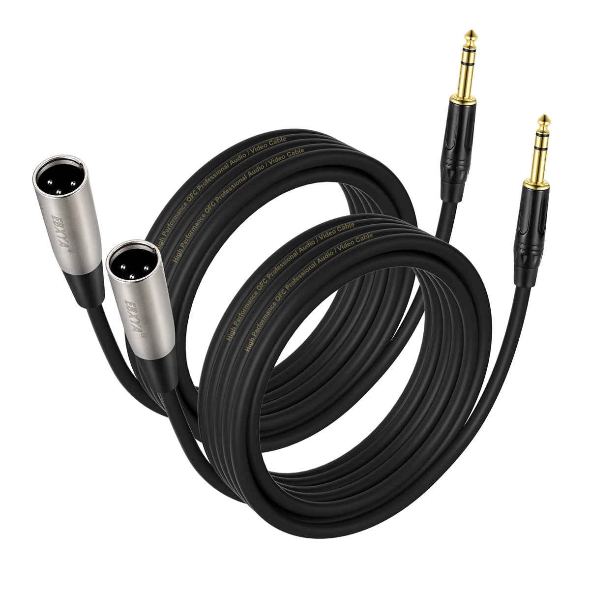 Ebxya 3Ft 14 Trs To Xlr Male Microphone Mic Cable Balanced With 3 Pin, 2 Packs
