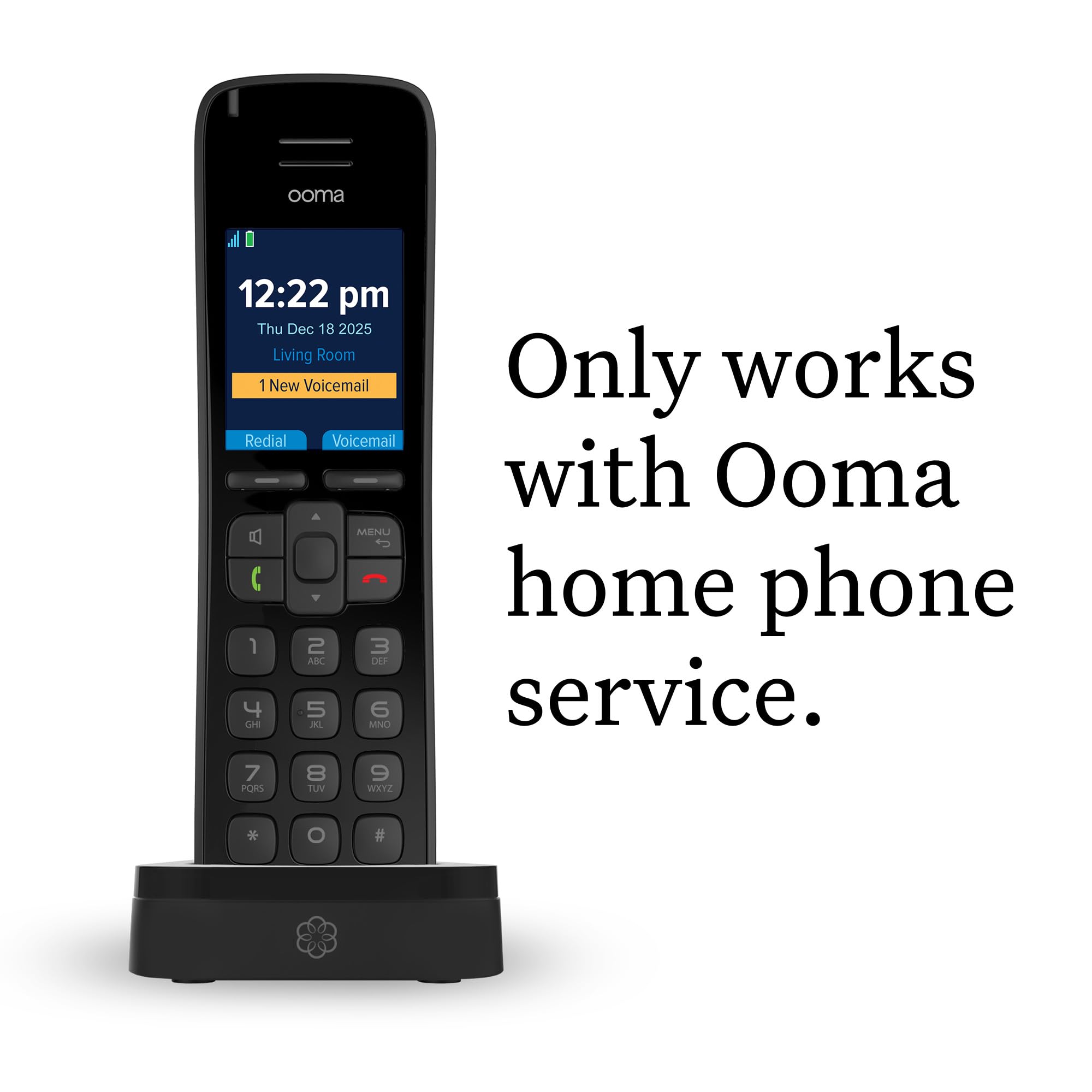Ooma Hd3 Handset Cordless With Caller-Id And Hd Voice Quality. Exclusively For Ooma Telo Voip Home Phone Service