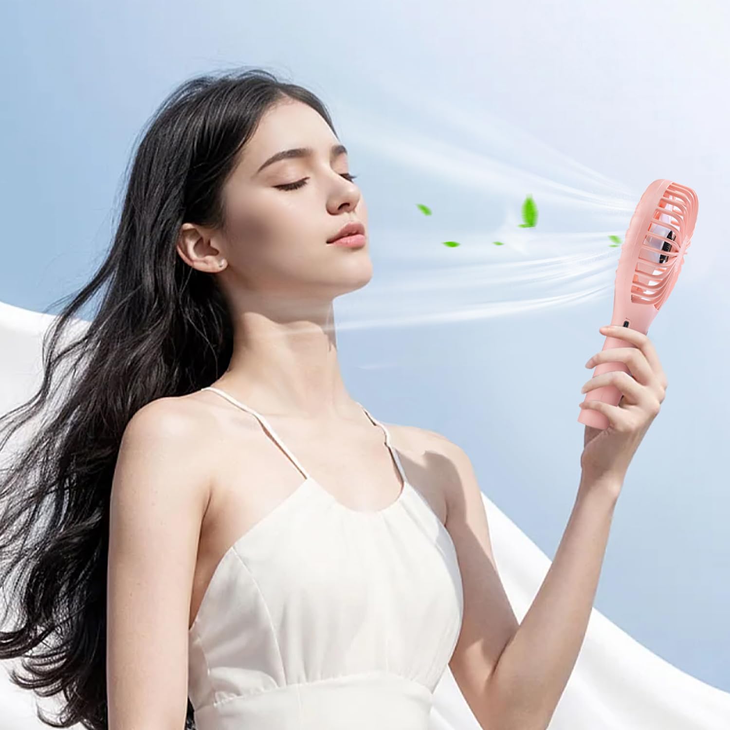 Rjvw Portable Handheld Fan, 3 Speeds Mini Portable Fan, Rechargeable Powerful Hand Fan, Battery Powered Small Personal Lash Fan