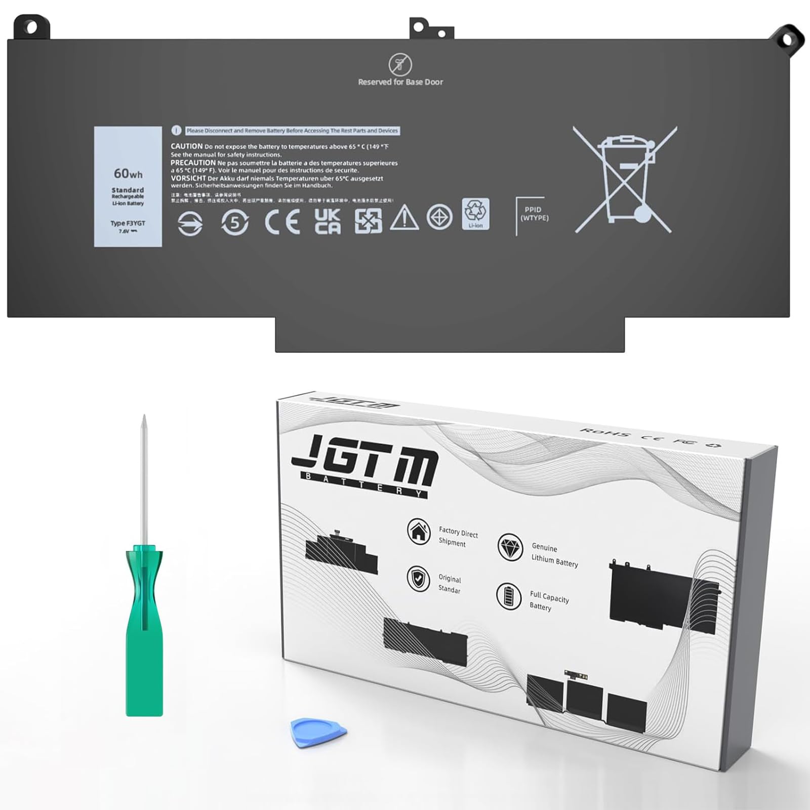 Jgtm F3Ygt Battery For Dell Latitude 7480 7490 7380 7390 7280 7290 Series Dm3Wc 0Dm3Wc Dm6Wc 2X39G Kg7Vf V4940 451 Bbye 453 Bbcf