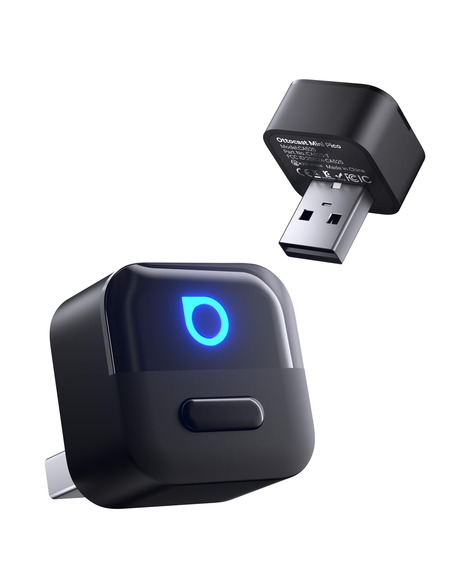 OTTOCAST Mini Pico 2026 Wireless CarPlay Adapter for iPhone & Android - Plug and Play Android Auto Adapter, Fast Connection, Sma