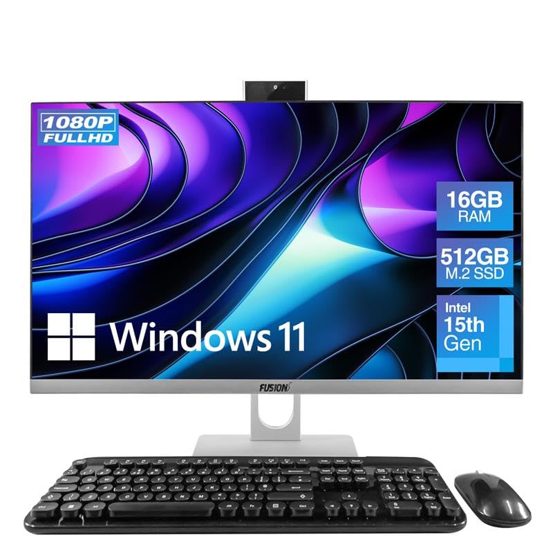 23.8 Full HD All in One PC Desktop Computer (Dec 2025 Release) - 16GB RAM, 512GB SSD, Windows 11, Intel 15th Gen Quad-Core CPU, 