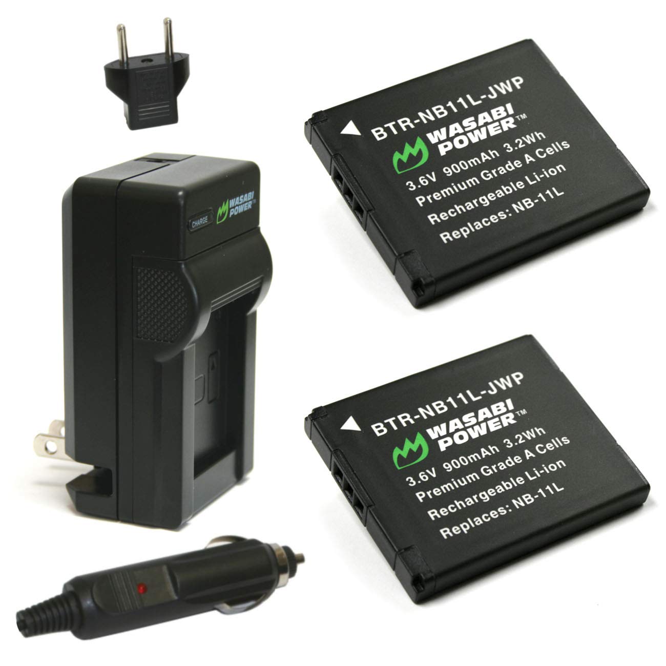 Wasabi Power Battery (2 Pack) And Charger For Canon Nb 11L, Nb 11Lh And Canon Powershot A2300 Is, A2400 Is, A2500, A2600, A3400