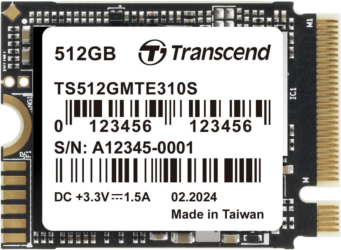 Transcend SSD TS512GMTE310S 512GB M.2 2230 PCIe Gen4x4 NVMe 3D TLC SSD Retail