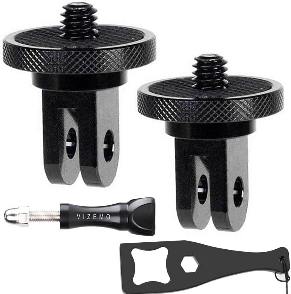 Vizemo Aluminum Camera Tripod Adapter 1/4' 20 Conversion Mounts Compatible With Gopro Action Cameras Insta360 And Other Standard 1/4 Accessories, Quarter Inch Mount For Gopro Ecosystem