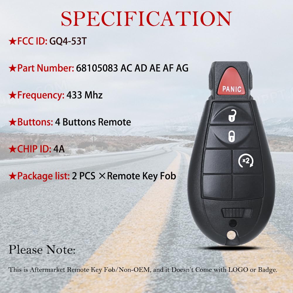 Mechanmagic Key Fob Compatible With Jeep Cherokee 2014 2015 2016 2017 2018 2019 2020 2021 Keyless Entry Remote Control Key Repla