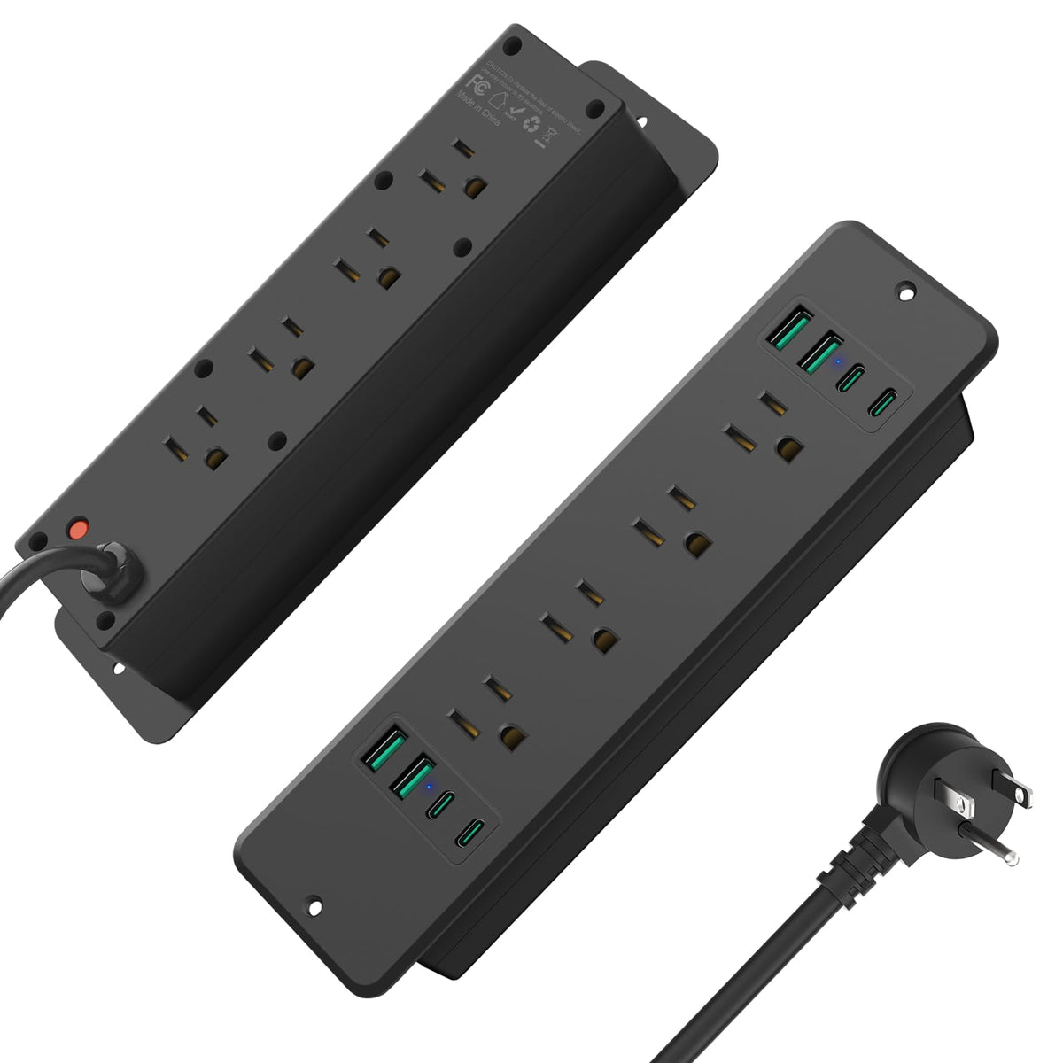 Hhsoet 16 In 1 Recessed Power Strip Flat Plug, 45W Fast Charging Furniture Outlet With Usb, Conference Recessed Surge Protection