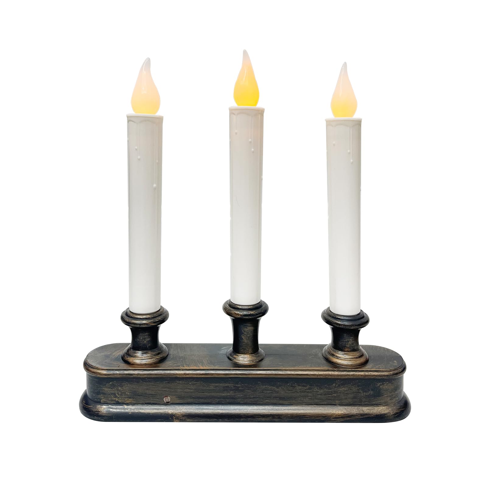 Battery Operated Led Window Candles With Sensor Dusk To Dawn, 3 Lights Christmas Window Candles With Flickering Flameless Led Li